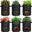 GOTGELIF 6-Pack 10 Gallon Potato Grow Bags Thickened Nonwoven Fabric Grows Bag with Flap & Handle for Growing Potatoes, Tomatoes, Carrots, Onion, Rose, Strawberry, Vegetable