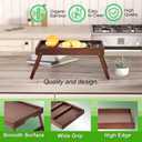 2 Pack Bamboo Bed Tray Table with Folding Legs,Breakfast Trays,Serving Tray for Food and Snack,Laptop Trays for Working(Brown)