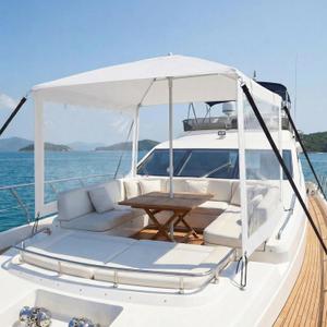 Briwooody Boat Umbrella Sun Shade with Sidewalls Kit 6' x 6' Boat Sun Cover Anti-Ultraviolet, Adjustable Aluminum Pole to 8 Feet with Ropes and Storage Bag Fits Most Boats and Benches