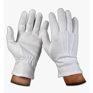 White Cotton Wrist Length Slip-On Gloves White Cotton Wrist Length Slip-On Gloves