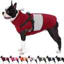AOFITEE Dog Coat, Waterproof Dog Jacket Winter, Dogs Coat with Harness Built in, Warm Dogs Puffer Jacket with Zipper, Reflective Pet Snowsuit Sweater for Dachshund, French Bulldog, Boston Terrier, M (Burgundy)