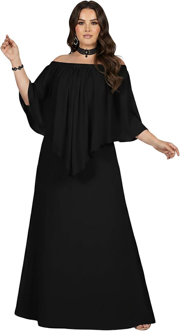 KOH KOH Womens 2026 Loose Fit Strapless Off Shoulder Flattering Cocktail Maxi Dress, Large 