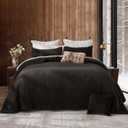 SHALALA Velvet Quilt King Size,Vertical Striped Bedding Set,Lightweight Velvet Comforter,Luxurious Cozy Bedspread and Coverlet with Soft Brushed Microfiber(Dark Brown,King) (King(106"x94")