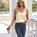 Silk Satin Tank Tops for Women Summer Scoop Neck Camisole Tops Dressy Casual Sleeveless Basic Blouses Shirts (M)