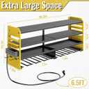 Power Tool Organizer Wall Mount with Charging Station,4 Layer Heavy Duty Metal Storage Rack with 8 Cordless Drill Holder,Battery Utility Rack Gift for Garage workshops Room(Yellow)