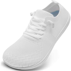 VXGGVX Barefoot Shoes Women Tennis Running Barefoot Shoes Wide Toe Box Walking Casual Slip On Slippers Breathable Minimalist Sneakers White, 7