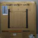 Mumeasy 29.7-57" Extra Wide Baby Gate, Auto Close Large Dog Gate for Doorways, No Drilling Pressure Mounted Pet Safety Gate for Stairs, Easy Walk Through Child Gate for Hallways, House, Indoor, Black