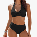AI'MAGE Women's High Waisted Bikini Sets Tummy Control Swimsuits 2025 Two Piece Bathing Suits Color Block Halter Swim Suits M
