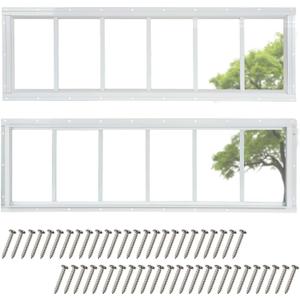 2 Pack Shed Windows, 10"x35" Transom Window Fixed Design with Tempered Glass for Shed, Chicken Coop, Playhouse, Household, Garage, Barns (White)
