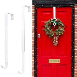 Wreath Hanger for Front Door, Adjustable 15 to 25 Inches Wreath Hangers, 20 lbs Larger Door Upgrade Wreath Hanger, Christmas (White)