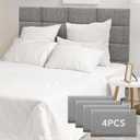 4 Piece Linen Fabric Peel and Stick Headboard, Upholstered Wall Mounted Headboard for Twin, 3D Anti-Collision Soundproof Self-Adhesive Wall Panel for Bedroom 16.53" x 9.84" (Light Gray)