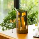 Hausware 3-in-1 Flameless LED Taper Candles with Remote  Battery Operated, Realistic & Portable Candles Set,3-Pack,Durable Indoor/Outdoor Decor (Gray)