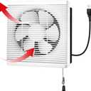 8 Inch Window Shutter Exhaust Fan both Intake & Exhaust,9.5 x 9.5 Inch Cutout,280CFM 35W Wall-Mounted Ventilation Fan for Bathroom Home Bedroom Attic