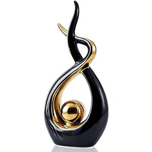 FJS Home Decor Modern Art Ceramic Statue, Black Sculpture Table Decorations for Living Room Dining Room, Coffee Table Centerpiece Shelf Decor 12.2" H