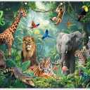 Fabric 10x8ft Jungle Forest Animals Photography Backdrop Tropical Rainforest Safari Background Wild Party Decorations Kids Event Photo Banner Props
