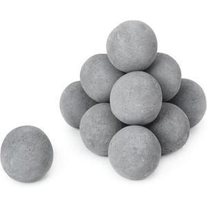 Skyflame Ceramic Fireplace Balls, Set of 12 Round Fire Stones Set for Indoor and Outdoor Fire Pits or Fireplaces Accessory, 4 Inch, Gray