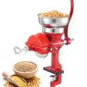 VEVOR Manual Grain Mill with Low Hopper, Hand-Crank Corn Grinder, Heavy Duty Cast Iron Wheat Grinding Mill with Stable Table Clamp & Dust Cover for Grains Spices Coffee Beans Nuts