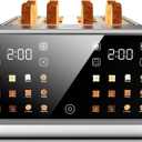 4 Slice Toaster Dual Digital Smart TouchScreen & Independent Control Panel | Single-Slot Tech, Timer/Reheat/Defrost for Bagels, Bread | 1800W Stainless Steel, 6 Toast Types & Shade Settings