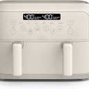 bella 4 Qt TriZone Air Fryer, EverGood Ceramic Nonstick Coating, Dual Basket Design w Removable Divider, Digital Touchscreen Control w 6 Preset Cooking Options, 1200 Watt, 3lb Capacity, Oatmilk