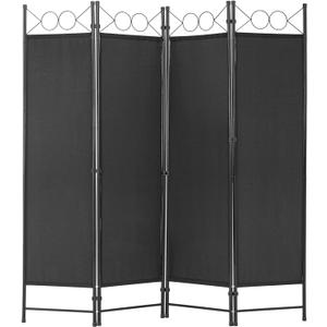 4 Panel Room Divider 6.8FT Steel Frame Screen Folding Privacy Divider Freestanding Partition for Home Office Bedroom, Black