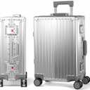 VentureVault All Aluminum Carry On Luggage 22x14x9 Airline ApprovedHard Shell Carry On Luggage, Zipperless Luggage Aluminum Suitcase Luggage (sliver, 20inch)