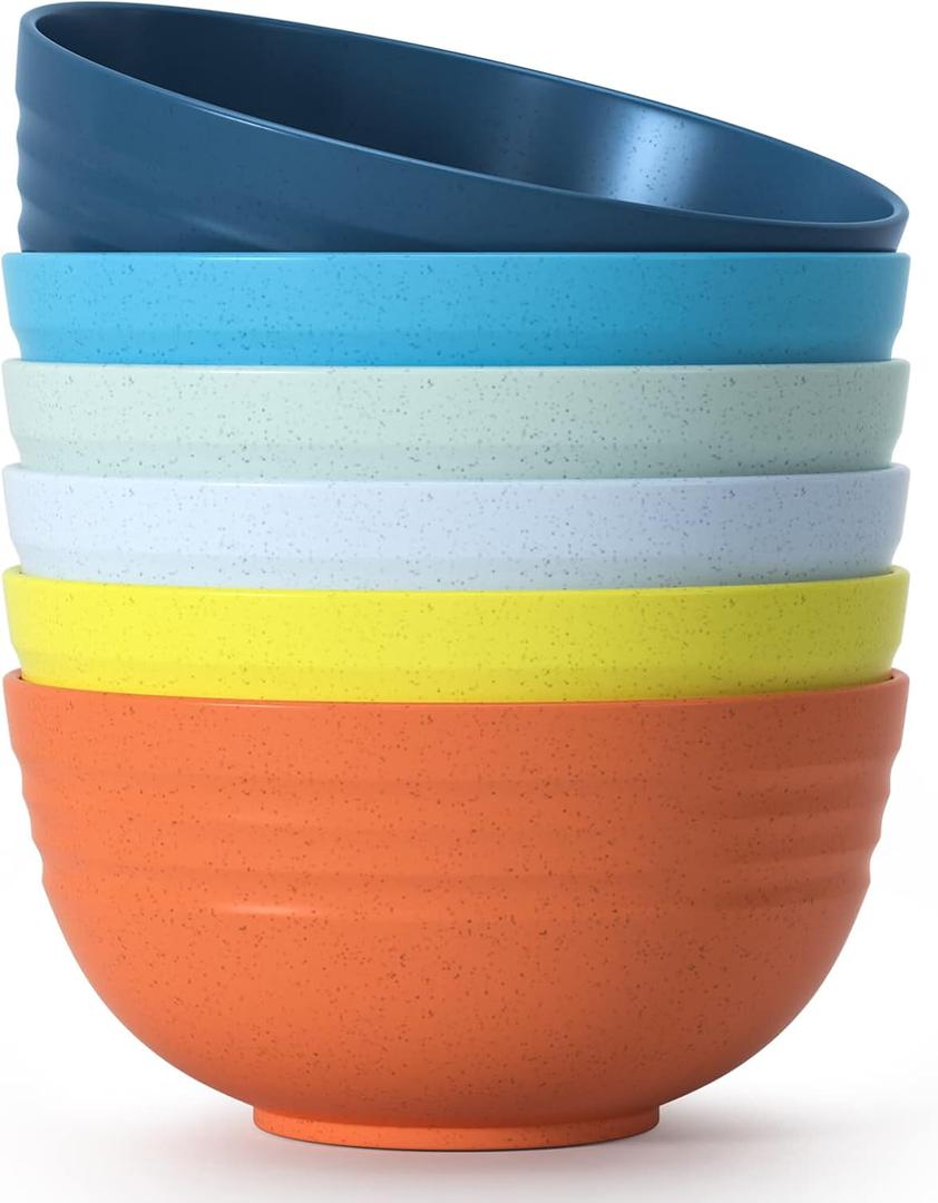 Homestockplus [Set of 6] 68 Oz Salad Bowls Large Serving Bowls Unbreakable Ramen Bowl for Salad, Soup, Ramen, Noodle, Oatmeal, Snack Apply to Kitchen, Freezer,Dishwasher & Microwave Safe (Multicolor)