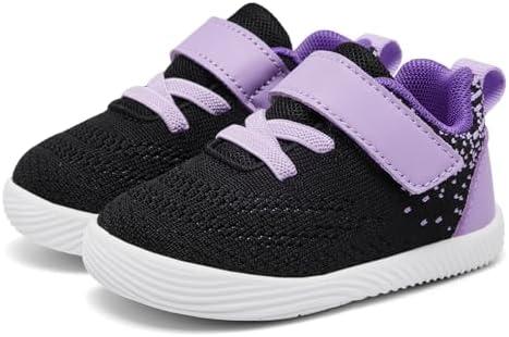 MORENDL Toddler Sneakers Baby Boys & Girls Barefoot Shoes Lightweight Breathable Walking Running Tennis Athletic Sport Shoes, Purple, Size 140