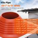 #8 Metal Roof Pipe Flashing Boot, Metal Roofing Pipe Flashing Boot Fits Pipe OD 7" to 13" Wide, Includes Flexible High Temp Silicone Chimney Boot, Hex Socket x2, Roofing Screw x50, Square Base, Red