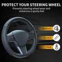 Uxcer Carbon Fiber Leather Steering Wheel Cover for Tesla Model 3/Y 2016-2025 2026 Juniper/Highland, Non-Slip Breathable Steering Wheel Protector for Tesla Model 3/Y Accessories 2026