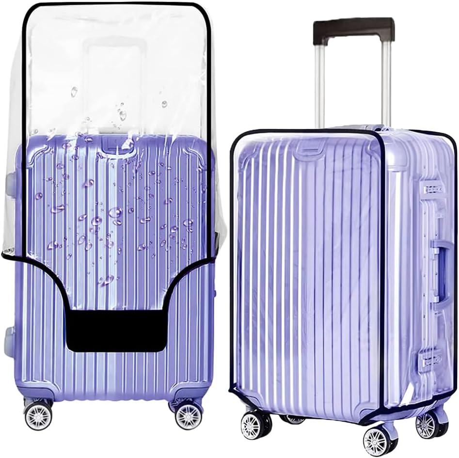 20 Inch - Clear Suitcase Cover 20/24/28/30 Inch - Waterproof Dustproof and Anti-Scratch Luggage Cover - TSA approved Suitcase Protectors (Black Trim)