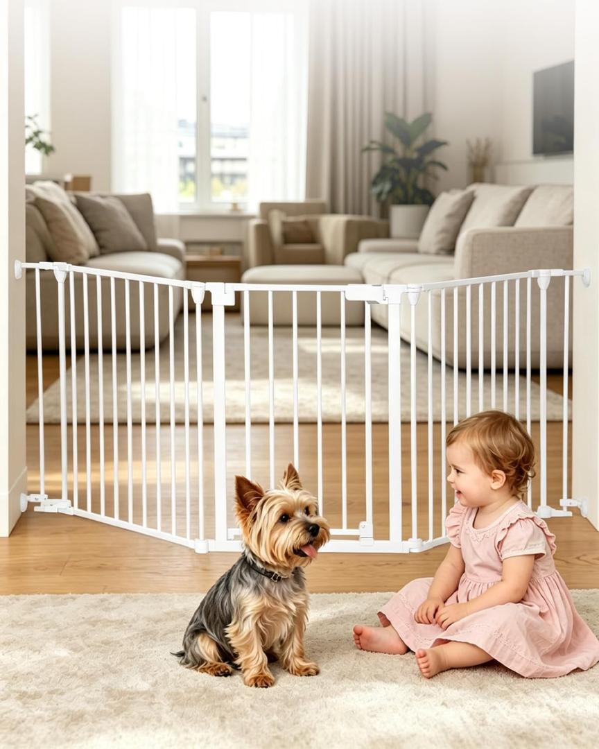 33-80" Extra Wide Baby Gate for Large Openings & Awkward Spaces, 30" Tall | Extra Long Baby Gate with Door Walk Through, Auto Close, Dog Gates Indoor for Stairs and Doorways, 3 Panels, Hardware Mounted