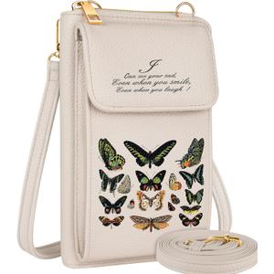 Cell Phone Purse Crossbody Bags for Women - Cute Design Leather Cellphone Bag Small Cross Body Bags Wallet Purses Trendy Aesthetic Pouch for iPhone with Adjustable Strap, Butterfly Specimen