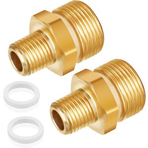 Boltigen M22 x 1/4NPT Pressure Washer Adapter, 2PCS Brass Hex Nipple Power Washer Coupler, 1/4NPT Female to M22-14 Male Brass Fitting 4800PSI