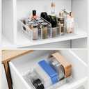 LYNG Lid Organizers Inside Cabinet, Clear Plastic Storage Lid Organizer With 4 Adjustable Dividers, Food Container Lid Organizer For Kitchen Pantry
