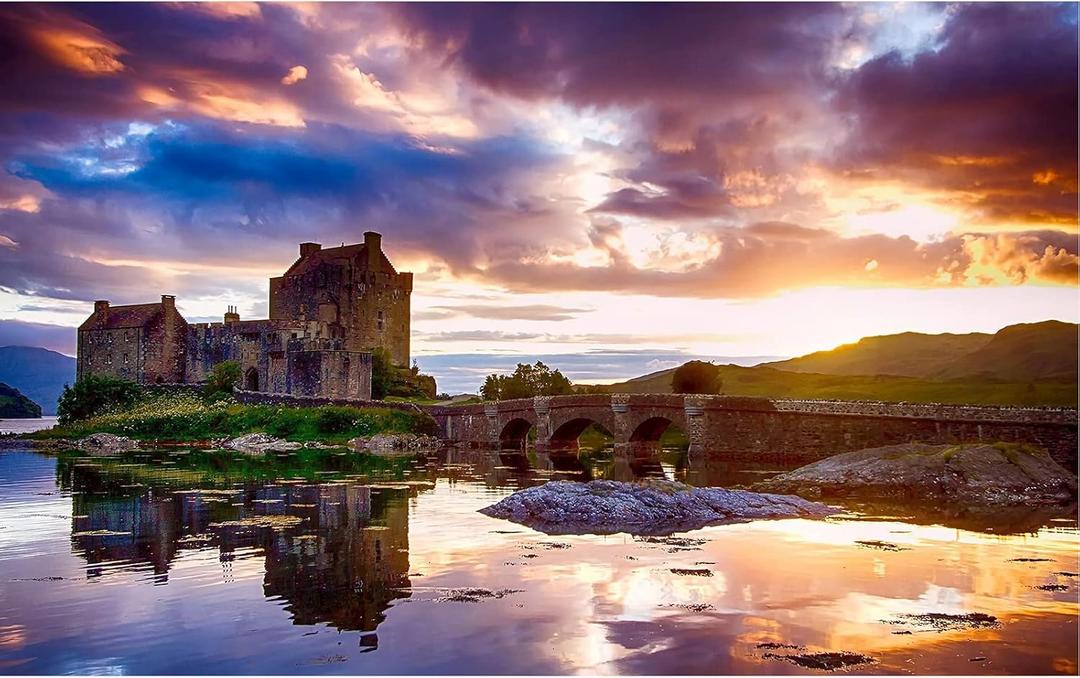 Puzzles for Adults Jigsaw Puzzles 1000 Pieces for Adults Kids– Eilean Donan Castle Scotland Wooden Puzzle Jigsaw Puzzle Artwork Intellective Educational Toys Gifts(29.5x19.7 Inches)
