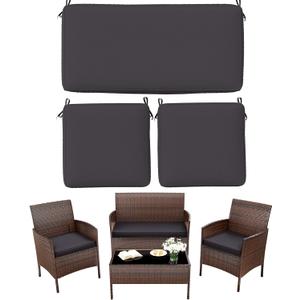 3 Pack Outdoor Replacement Cushions, Fit for 4-Seater Wicker Rattan Patio Conversation Set, 36x18x3,18x18x3, Liner & Cover