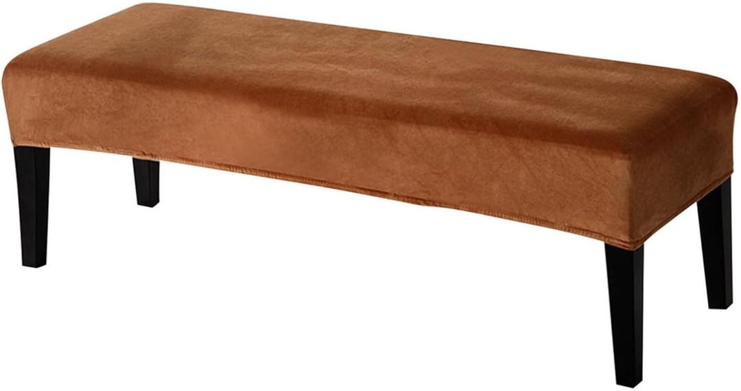 SearchI Dining Bench Cover, Stretch Washable Long Bench Seat Covers, Rectangle Dining Table Bench Slipover for Dining Room, Living Room, Kitchen(Velvet Brown)