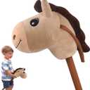 WALIKI Stick Horse Toy for Boys and Girls | Cool Cowboy Ride-On Toy | Fun Birthday Gift for Kids Ages 3 4 5 6 | Active Pretend Play for Toddlers & Preschoolers (Beige)