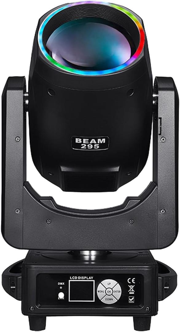 JUNMAN 295W 14R Beam Moving Head DJ Disco Stage Light DMX512 18CH Double Prism Led Strip Rainbow Effect Lights