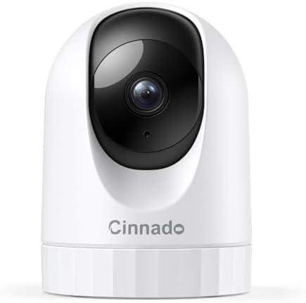 Cinnado Security Camera Indoor-2K 360° WiFi Cameras for Home Security，Pet/Dog/Baby Camera with Phone app, 2-Way Audio, Night Vision, 24/7 SD Card Storage, Works with Alexa & Google Home (2.4Ghz)-D1