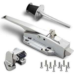 Walk in Cooler Door Handle, Walk in Cooler Door Closer Complete Latch Kit, Freezer Doors Handle (Metallic Silver (304 Stainless Steel Push Rod), 1/8 in to 1/4 in(Flush))