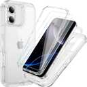 Compatible with iPhone 16 Case with HD Screen Protector, Heavy Duty Shockproof [3 in 1] Clear Phone Cases for iPhone 16 6.1" (Clear)