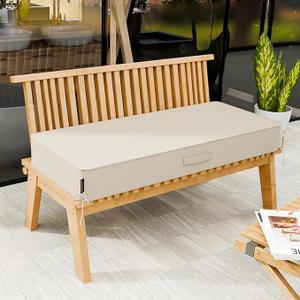 5" Outdoor Bench Cushion with Handle, Water Fade Resistant Indoor
Olefin Weather Resistant Patio Furniture Thickened Seat Pad with Handle Adjustable Ties Removable Cover for Garden Pool Lawn
