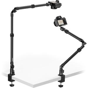 ULANZI ZJ02 Camera Desk Mount Overhead Magic Arm, 98cm/38.6inch Aluminum Adjustable Articulating Arm with 1/4" Ball Head for Cameras DSLR Lights Mount for Live Streaming/Photo Video Shooting
