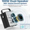 100W Powerful Voice Amplifier with 2 Wireless Microphones, Big Pro Sound Portable Speaker with Microphone, Bluetooth Speaker PA System Karaoke Machine Support BT/USB/TF Card/Aux/Guitar S99