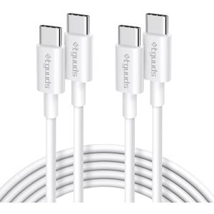 etguuds USB C to USB C Cable (3ft, 2Pack), 60W Type C to C Charger Cord Fast Charging for iPhone 16 15 Pro Max/Pro/Plus, for MacBook Pro Air/iPad mini Pro Air, for Samsung Galaxy S24 S23 (White)
