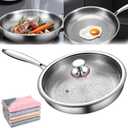 Titanium Hammered Pan Pro with Lid, 2025 New Titanium Frying Pan, Even Heating for Cooking (10in)