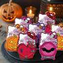 HOMEZZO 24 Pcs Halloween Cat Cupcake Toppers Wrappers, Spooky Ghost Kitty Cupcake Holders for Kids Birthday, Halloween Party Decorations