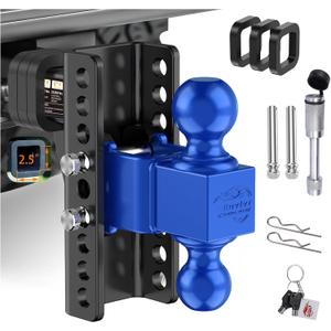 Adjustable Trailer Hitch -Drop Hitch (Fits 2.5-Inch Receiver) -6" Drop/Rise Tow Hitch, 2" & 2-5/16" Ball Hitches for Trucks -25,000 GTW Hitch Ball Mount with Anti-Theft Locking Hitch Pins