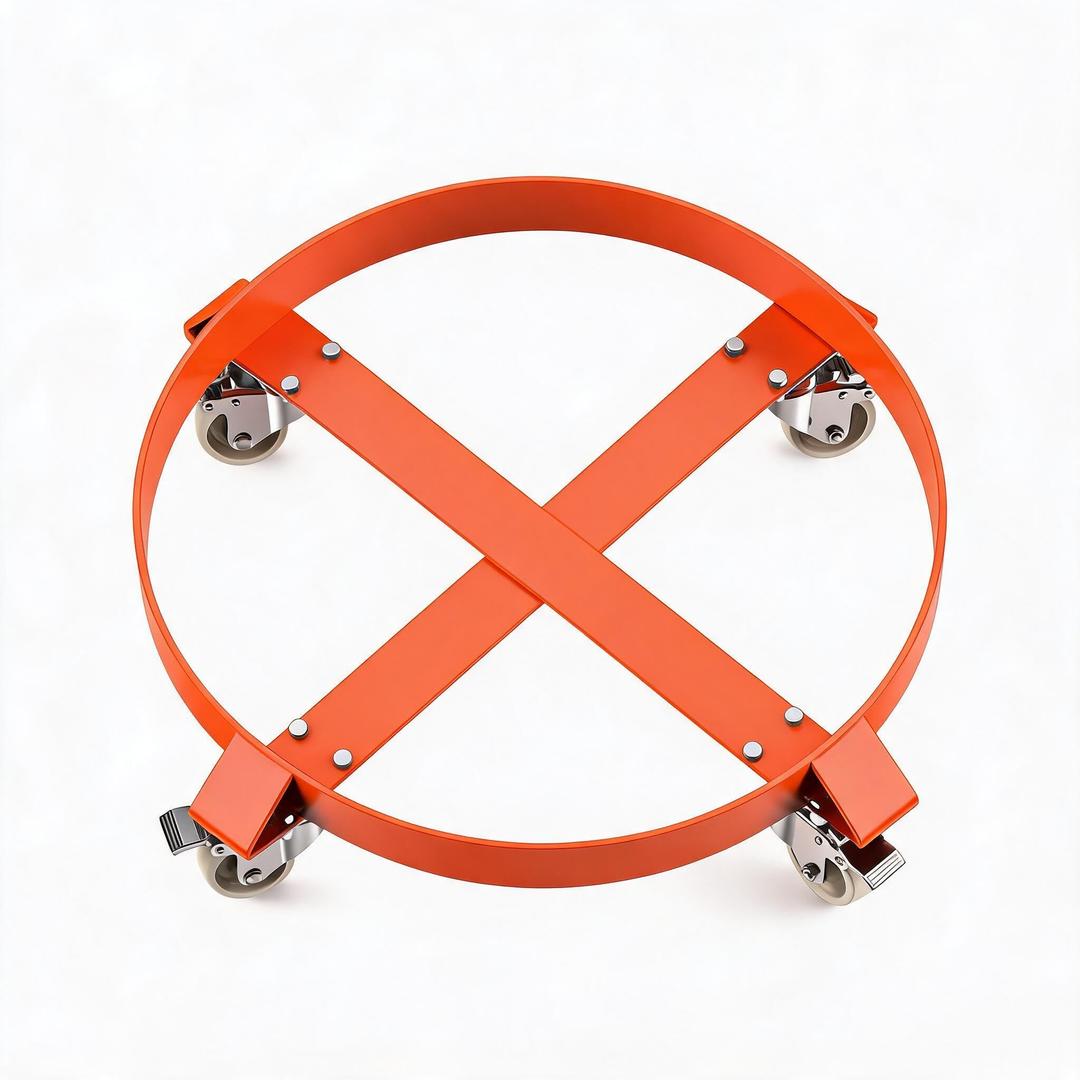 Heavy Duty 55 Gallon Drum Dolly, 1000 lbs Capacity Steel Barrel Dolly with 4 Swivel Casters for Warehouse Drum Transport, Cross-Braced Frame
